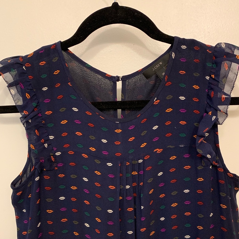 HTF JCREW Tiered Chiffon Dress in sweet kiss print